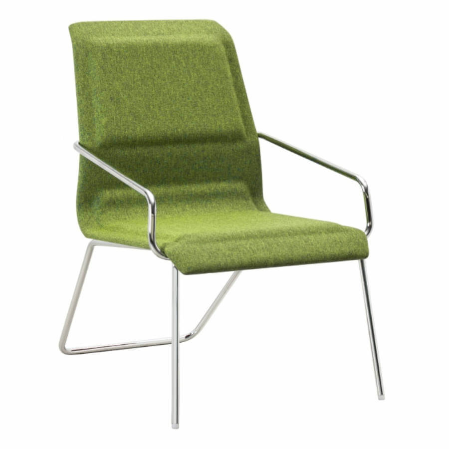 Silla lounge de diseño, cuatro patas, Loit verde