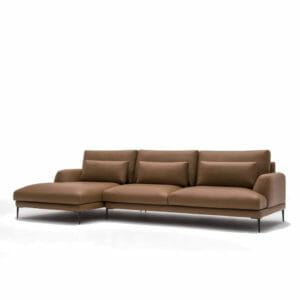 Sofá tres plazas con chaise longue de diseño, Classic marrón