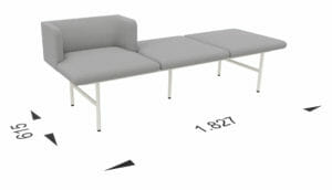 Módulo sofá 3 plazas (2 con respaldo +1 sin)