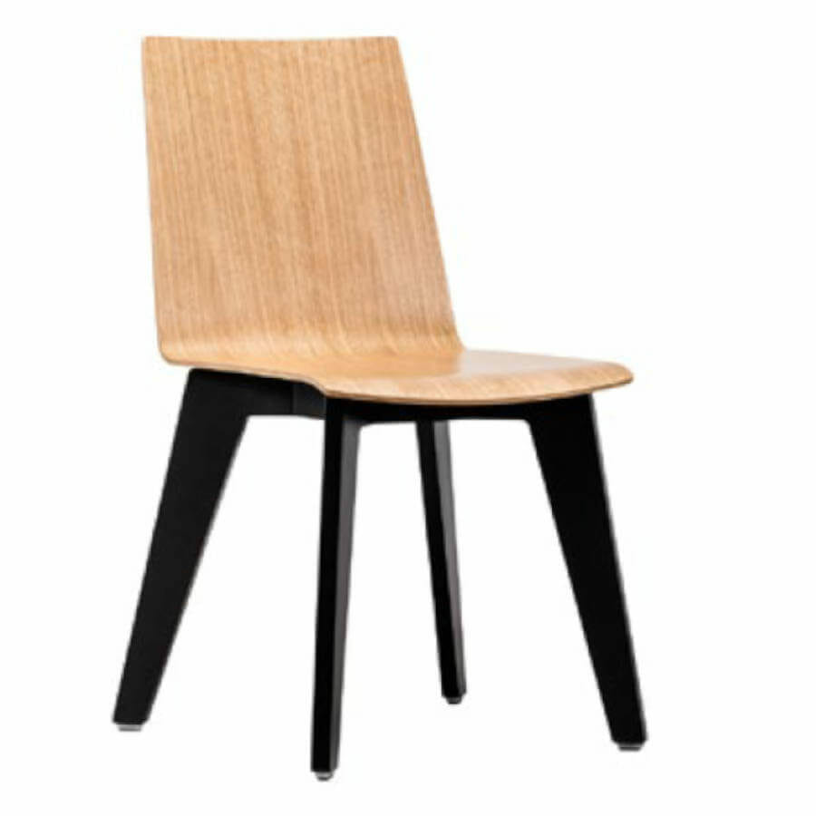 Silla café industrial de diseño, de cuatro patas, Krak madera