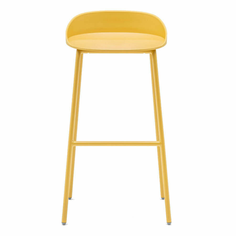 Taburete alto de diseño minimalista, de cuatro patas, Team amarillo