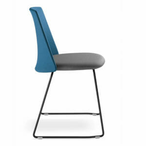 Silla auxiliar multifuncional de diseño, de pata patin, Melody chair azul-gris