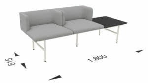 Módulo sofá 3 plazas (2 tapizadas + 1 mesa auxiliar)