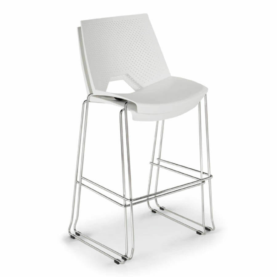 Taburete apilable alto de diseño, Flirt plastico blanco