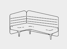 Banqueta derecha + respaldo 2000 L x 1150 A x 410-1010 H mm